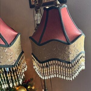 (2) Dale Tiffany Red and Gold Beaded Lampshades